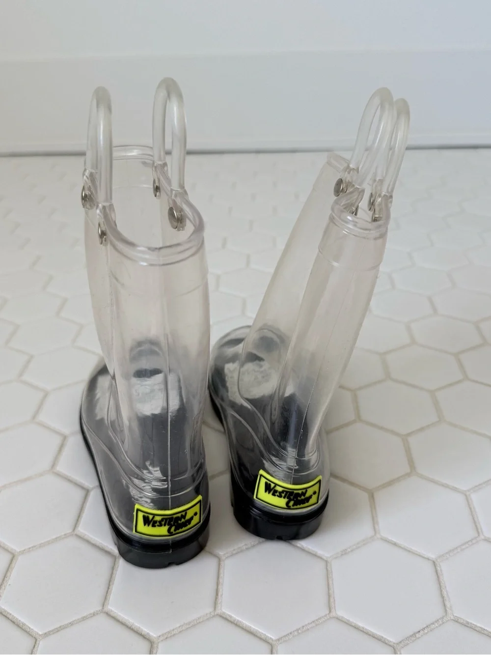 Clear Transparent Kids Rain Boots with Black Soles
